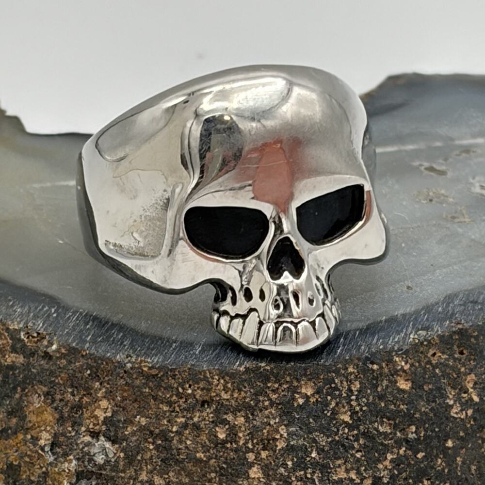 INOX 316L Stainless Steel Men’s Gothic Biker Skull Ring Size 12